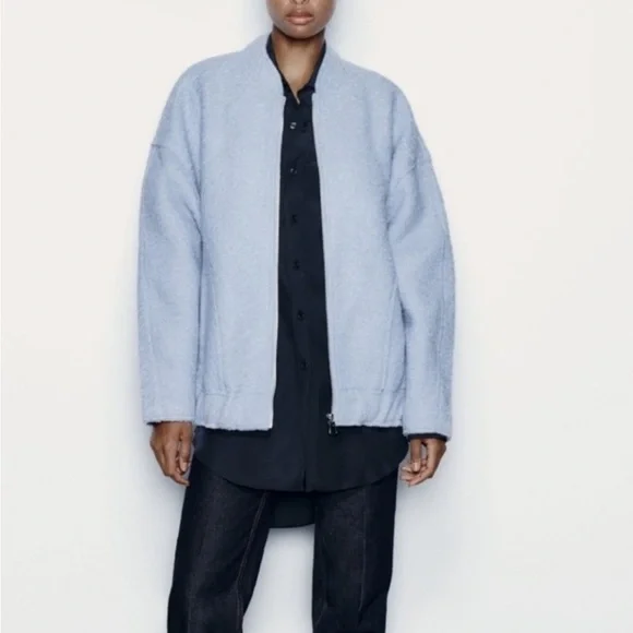 ZARA OVERSIZED BOUCLE BOMBER in size XS-S - Picture 4 of 6